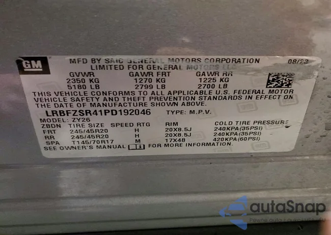 LRBFZSR41PD192046: 98206975