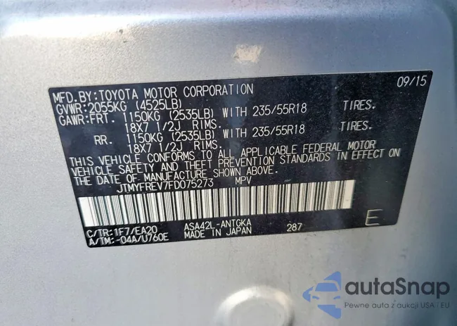 JTMYFREV7FD075273: 74920675