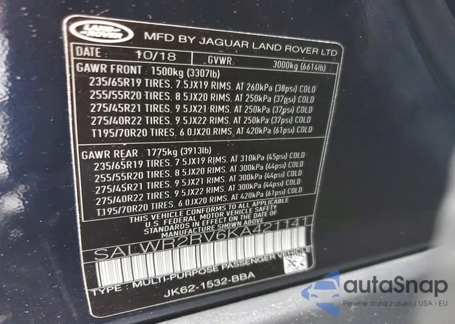 SALWR2RV6KA421141: 99259535