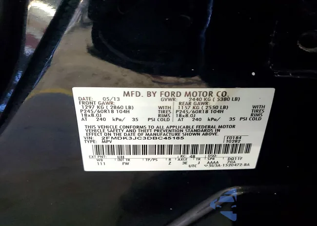 2FMDK3JC3DBC45185: 73476825