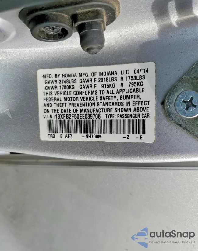 19XFB2F50EE039706: 99857145