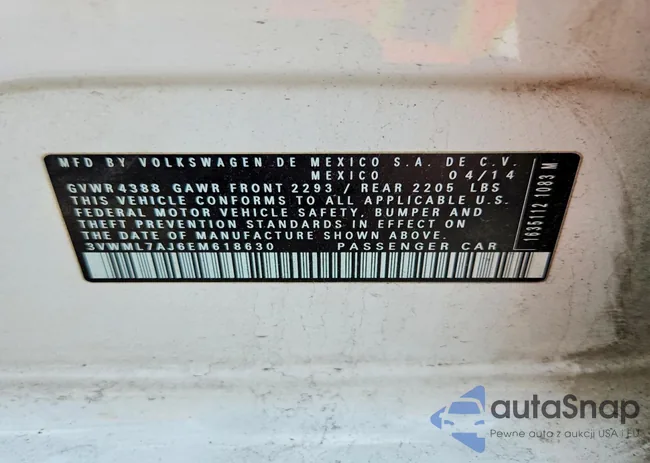 3VWML7AJ6EM618630: 99304185