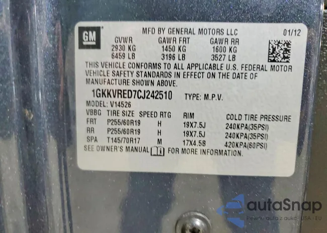 1GKKVRED7CJ242510: 98564465