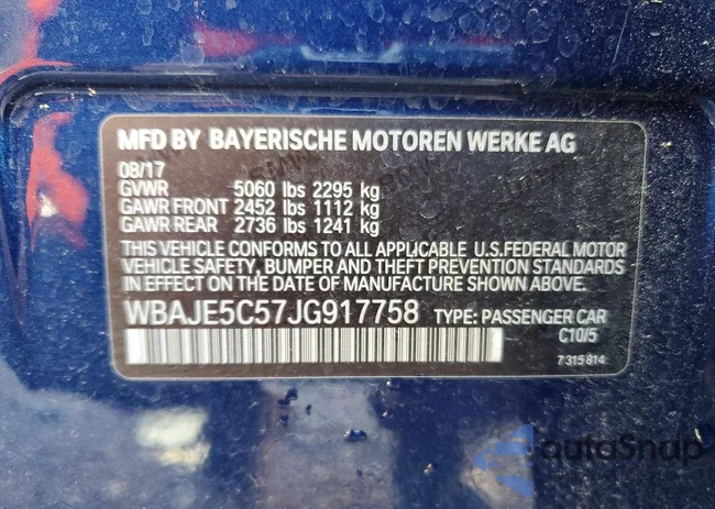 WBAJE5C57JG917758: 74801185