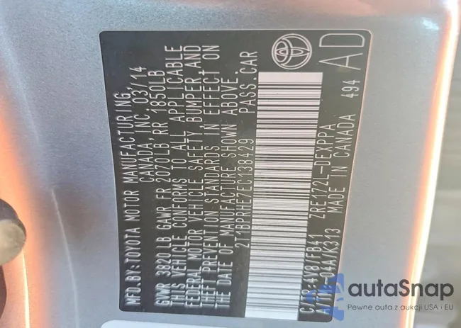 2T1BPRHE7EC138429: 74356675