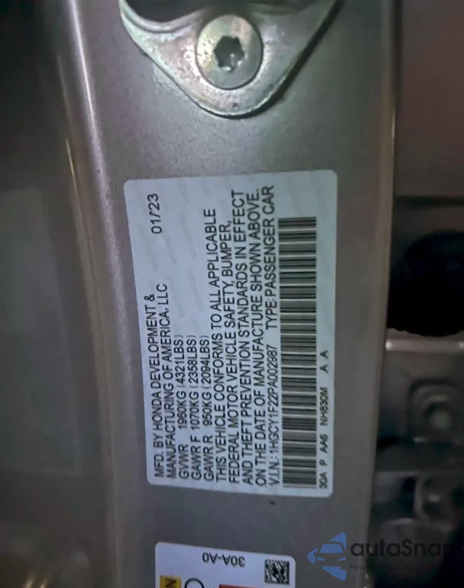 1HGCY1F22PA002987: 74086095