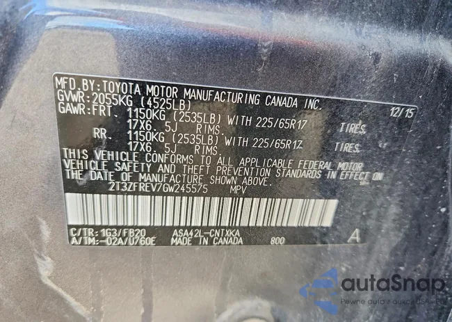 2T3ZFREV7GW245575: 98048095