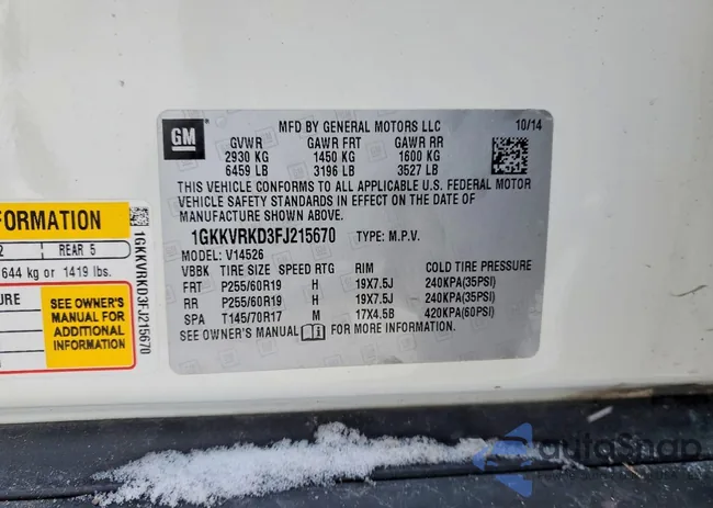 1GKKVRKD3FJ215670: 73622145