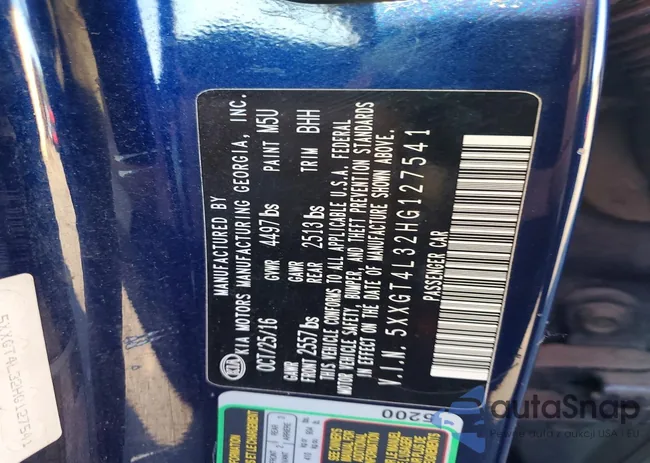 5XXGT4L32HG127541: 72664005