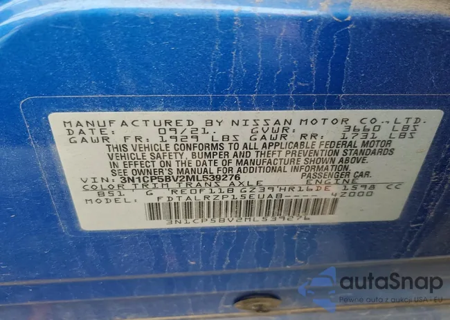 3N1CP5BV2ML539276: 99291185