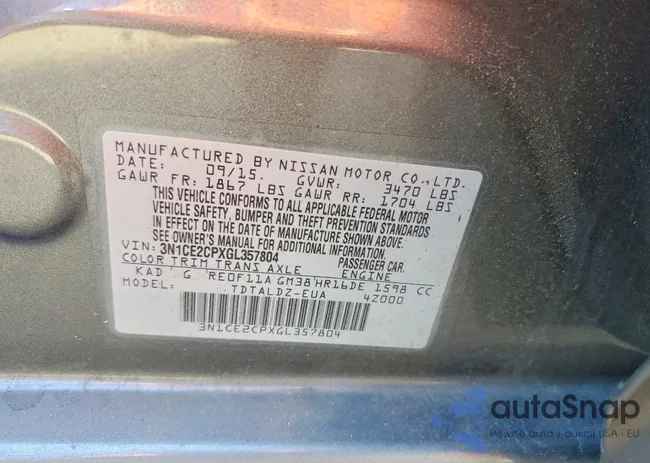 3N1CE2CPXGL357804: 99346535