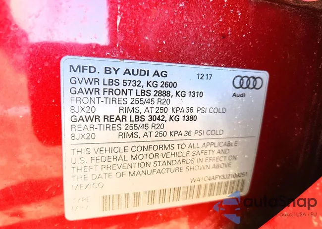 WA1C4AFY3J2109251: 72245785