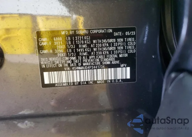 4S4WMAUD4P3441734: 99223425