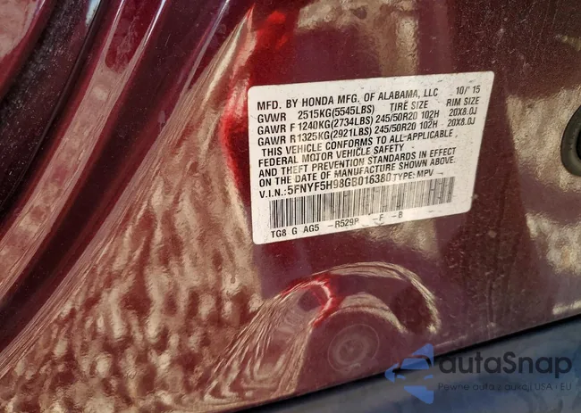 5FNYF5H98GB016380: 72148305