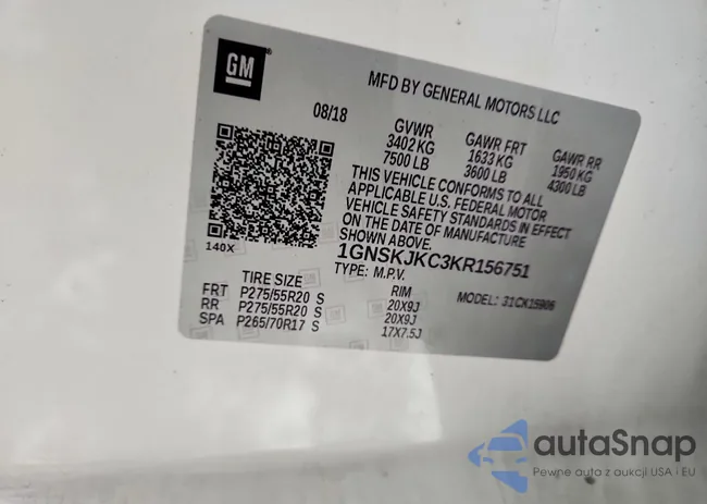 1GNSKJKC3KR156751: 73551985