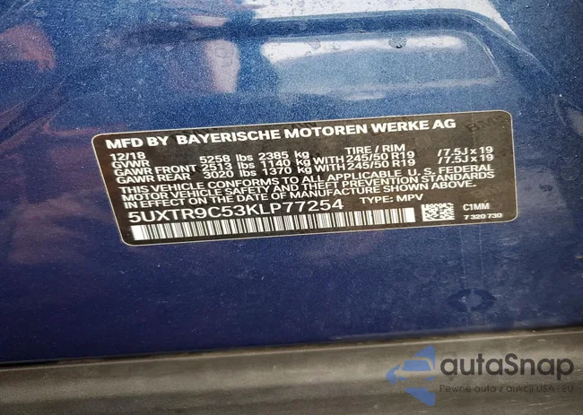 5UXTR9C53KLP77254: 75469065