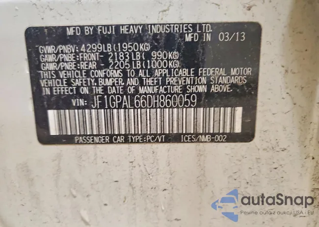 JF1GPAL66DH860059: 99171495