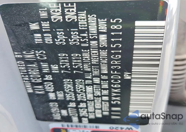 5XYK6CDF3RG151185: 74098685