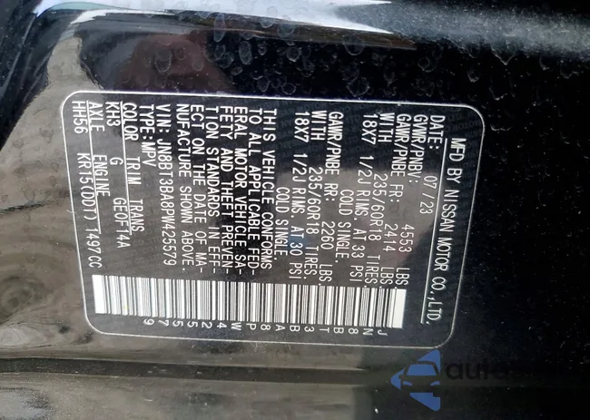 JN8BT3BA8PW425579: 98543425