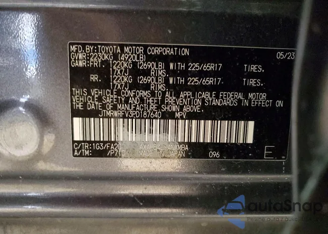 JTMRWRFV3PD187640: 99997285