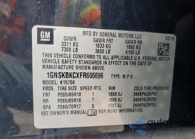 1GNSKBKCXFR606696: 75633915