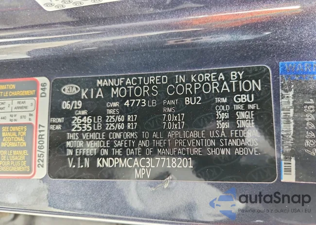 KNDPMCAC3L7718201: 99849635