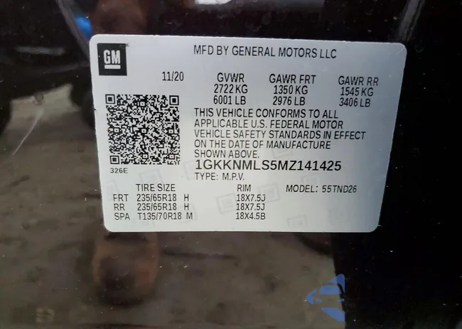 1GKKNMLS5MZ141425: 98580305