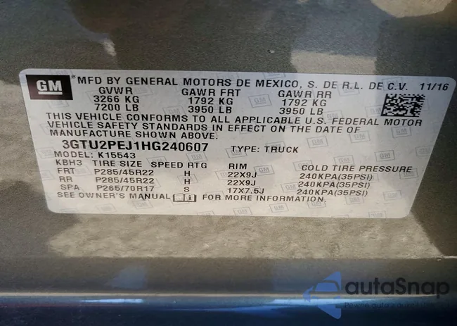 3GTU2PEJ1HG240607: 72256815