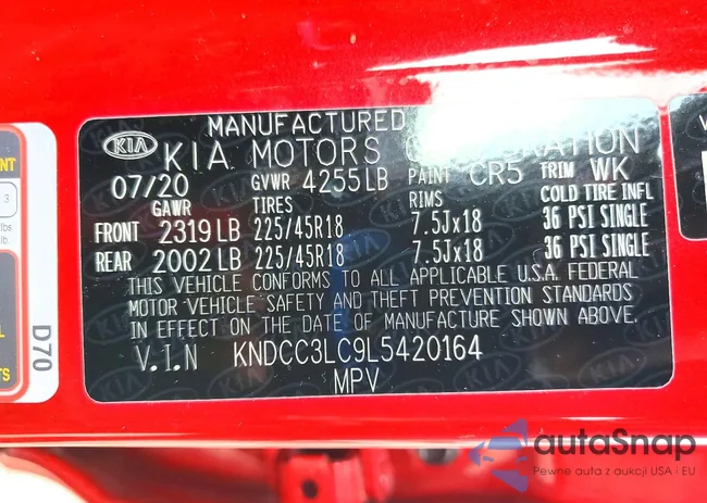 KNDCC3LC9L5420164: 99081105