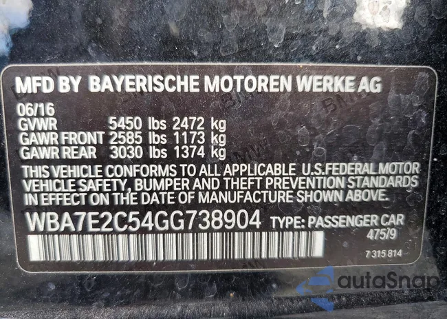 WBA7E2C54GG738904: 74192015