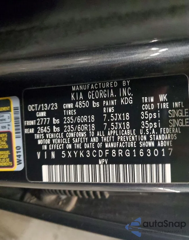 5XYK3CDF8RG163017: 72804745