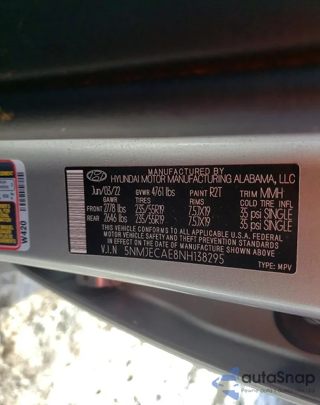 5NMJECAE8NH138295: 97123725