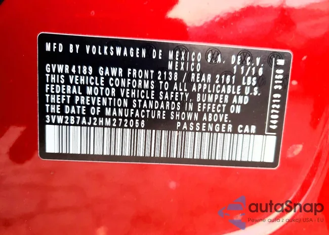 3VW2B7AJ2HM272056: 98657015