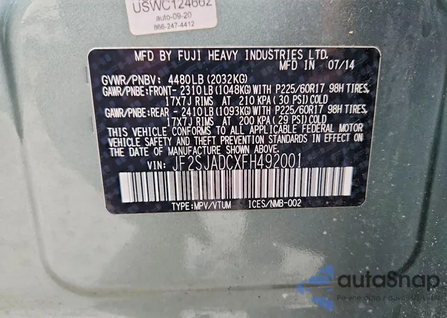 JF2SJADCXFH492001: 99582085