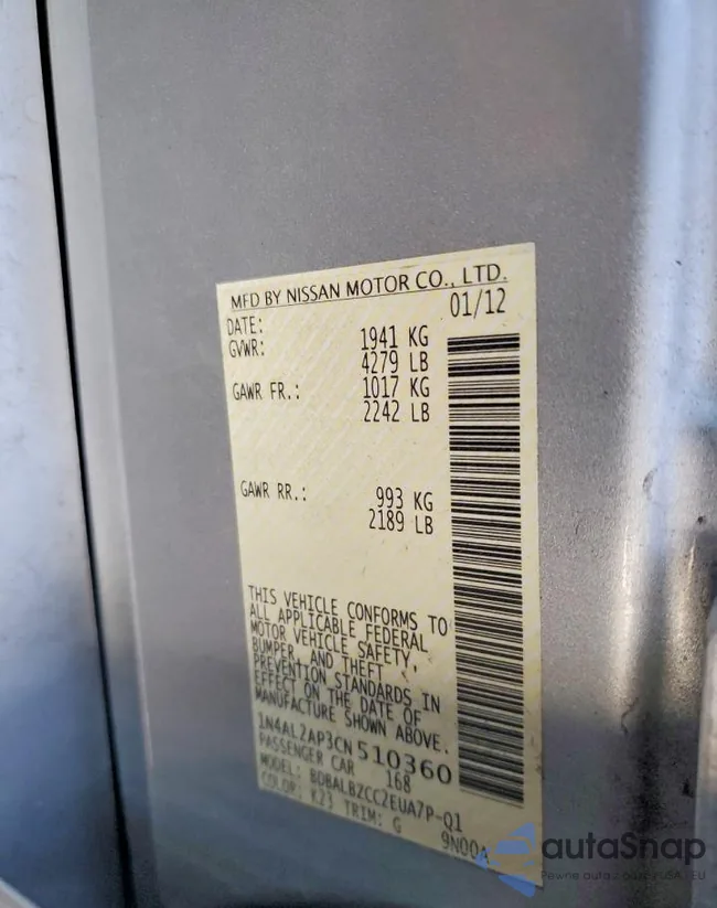 1N4AL2AP3CN510360: 98186045