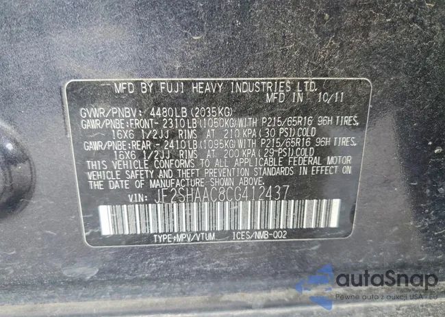 JF2SHAAC8CG412437: 98456205