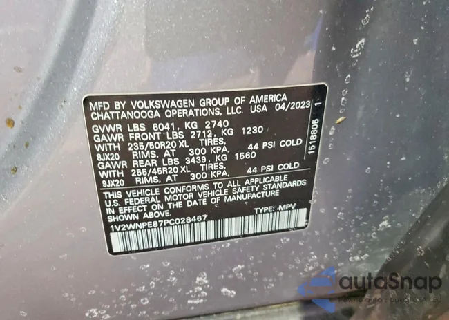 1V2WNPE87PC028467: 74037605