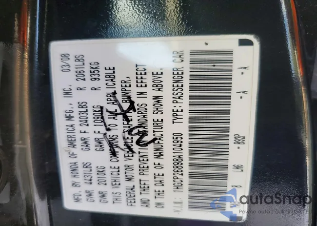 1HGCP26898A104950: 98419645