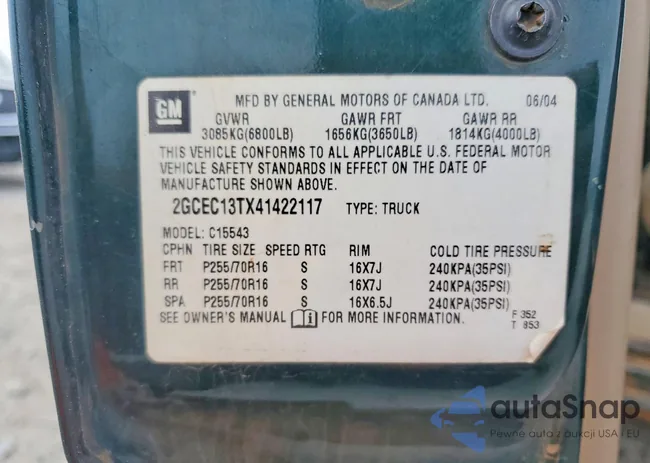 2GCEC13TX41422117: 97429645