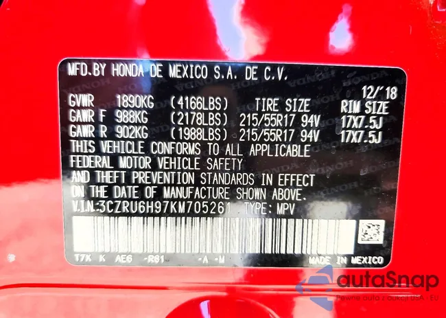 3CZRU6H97KM705261: 72698795