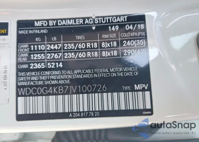 WDC0G4KB7JV100726: 72443325