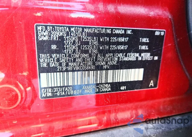 2T3P1RFV8KC058490: 75016965