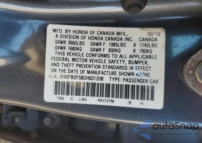 2HGFB2F58CH601208: 74651965