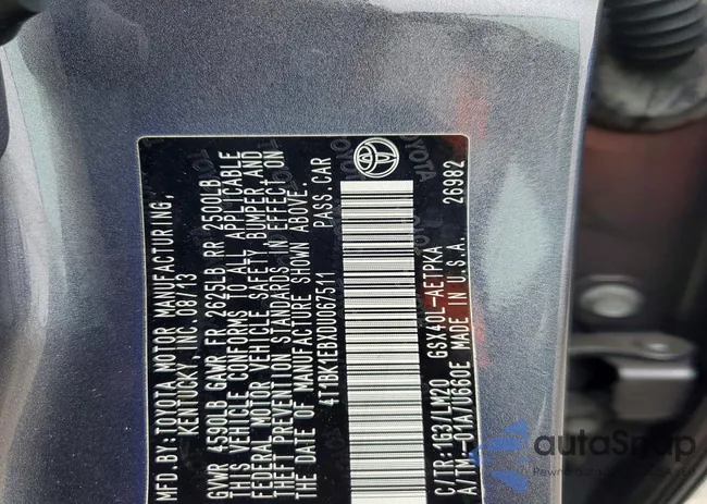 4T1BK1EBXDU067511: 99515525