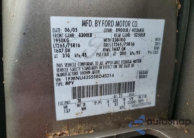 1FMNU43S55ED43214: 99372565
