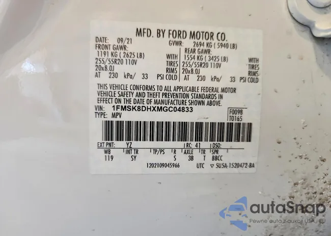 1FMSK8DHXMGC04833: 74641525