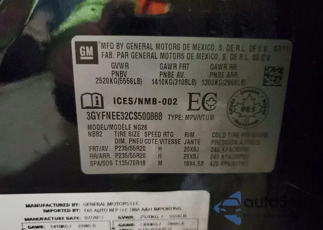 3GYFNEE32CS500888: 74021765