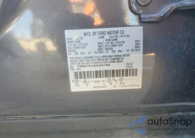 1FMSK7DHXNGA67484: 74643145