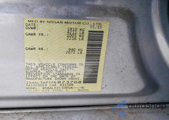 1N4AL3AP5FN873768: 99216765