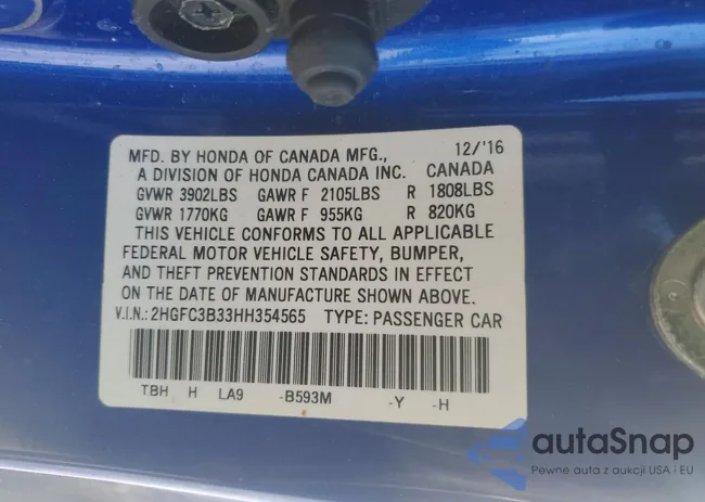 2HGFC3B33HH354565: 75419915